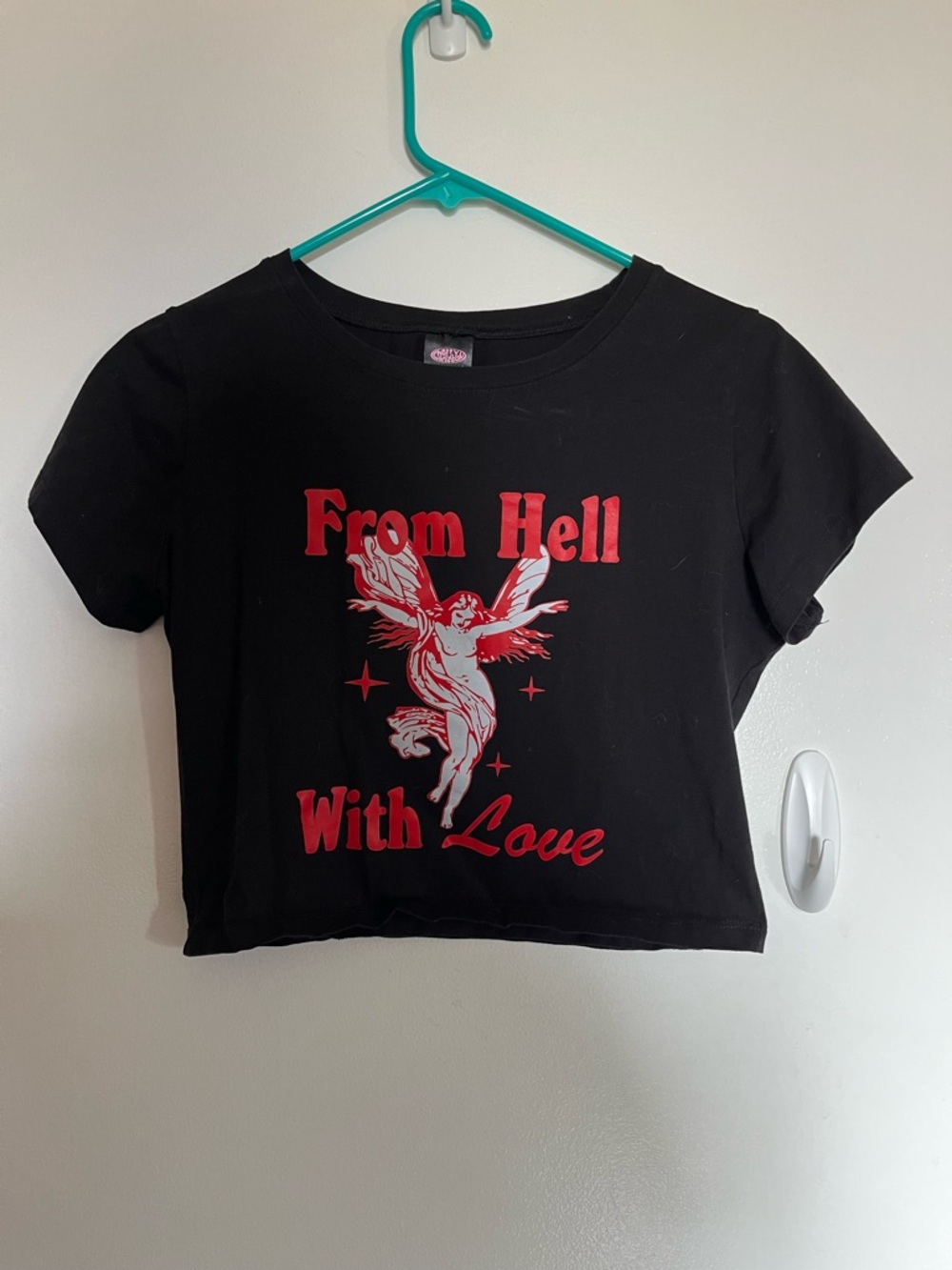 From Hell With Love Black Graphic Crop Tee